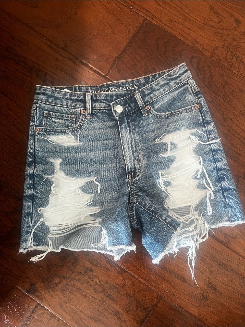 American Eagle Distressed High-Rise Denim Shorts | Size 2